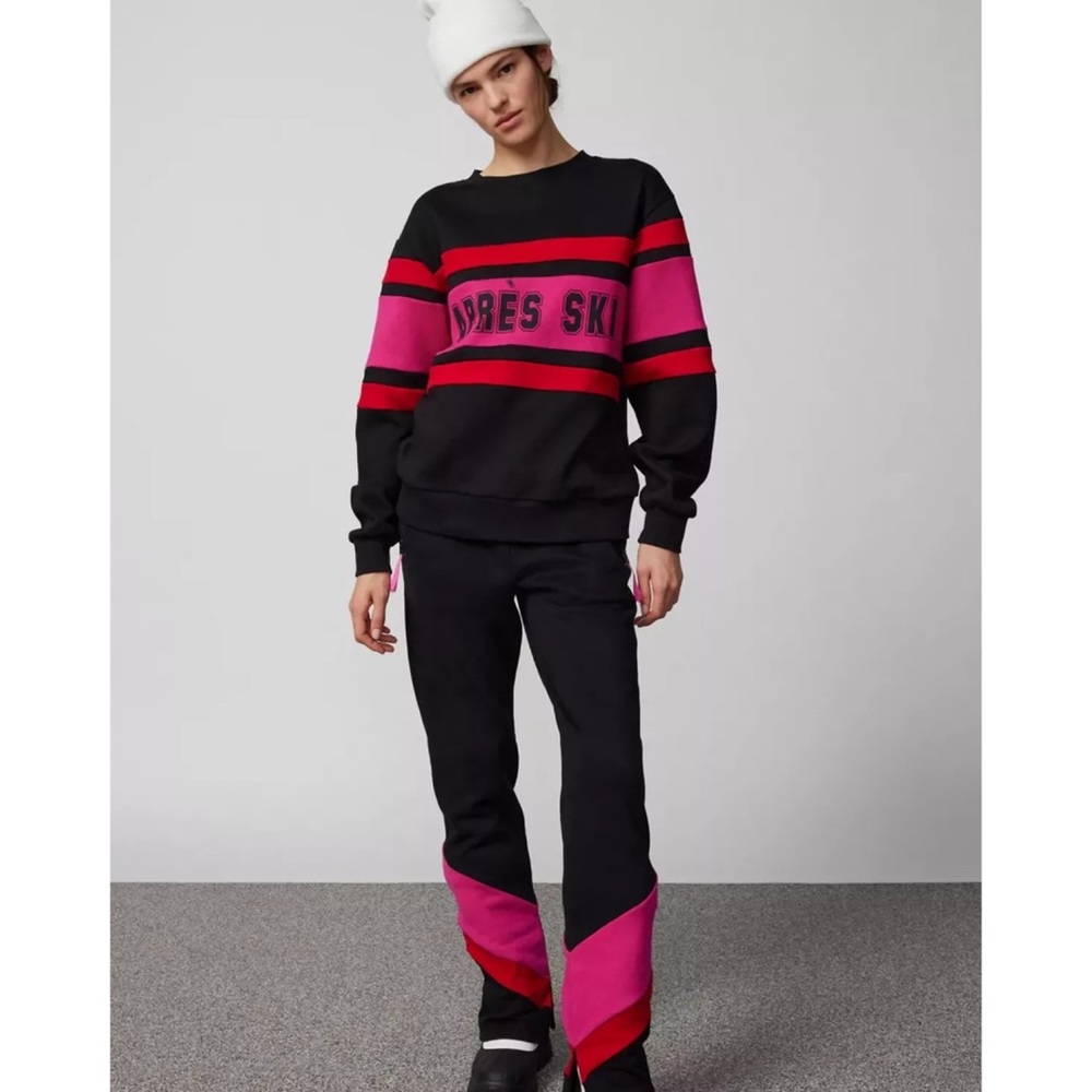 Beach‎ Riot Dawn Après Ski Sweatshirt XS Black Pink Graphic Pullover Colorblock
